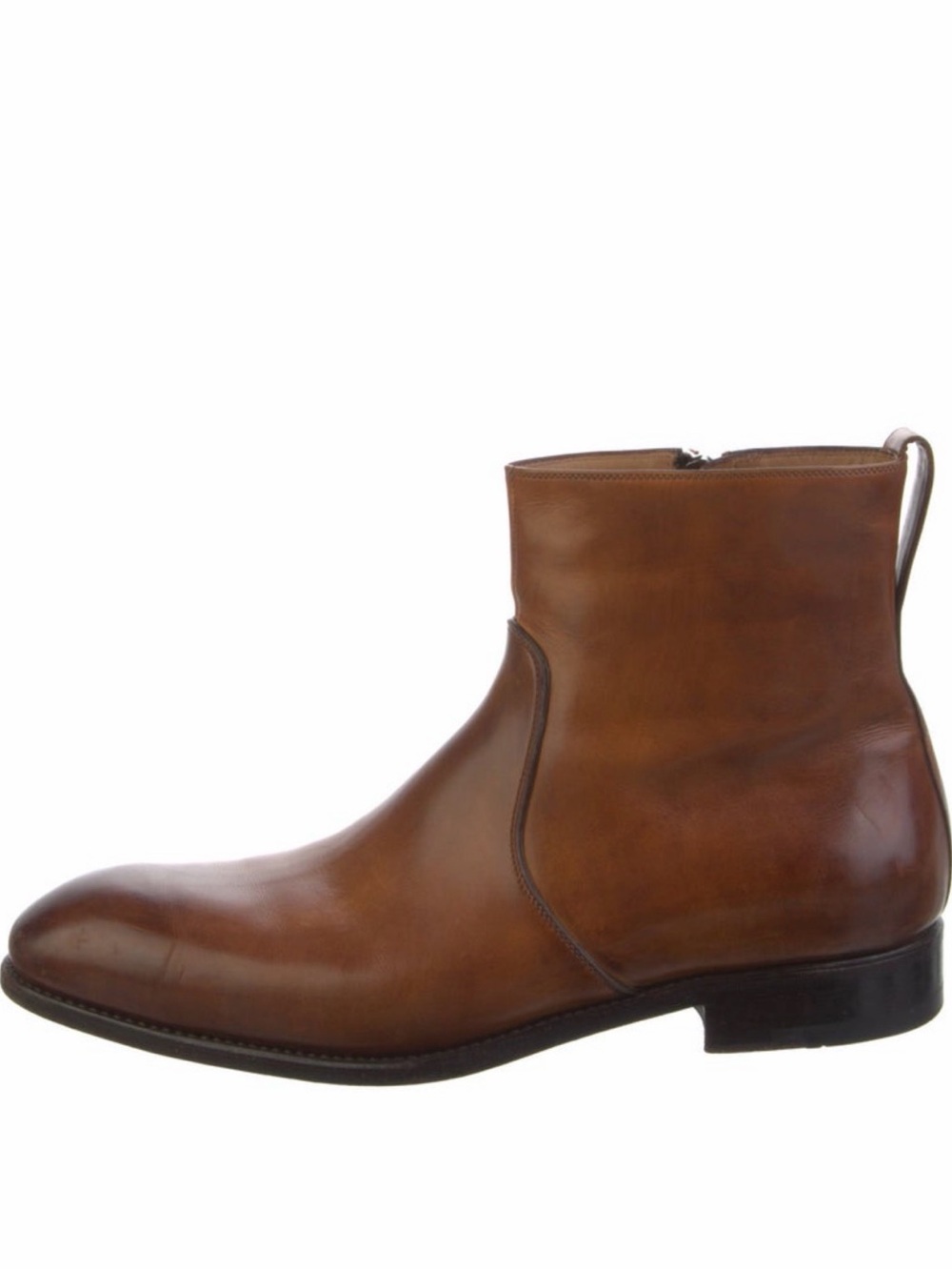 Salvatore Ferragamo Tramezza Men's Tan Leather Zip Ankle Boots